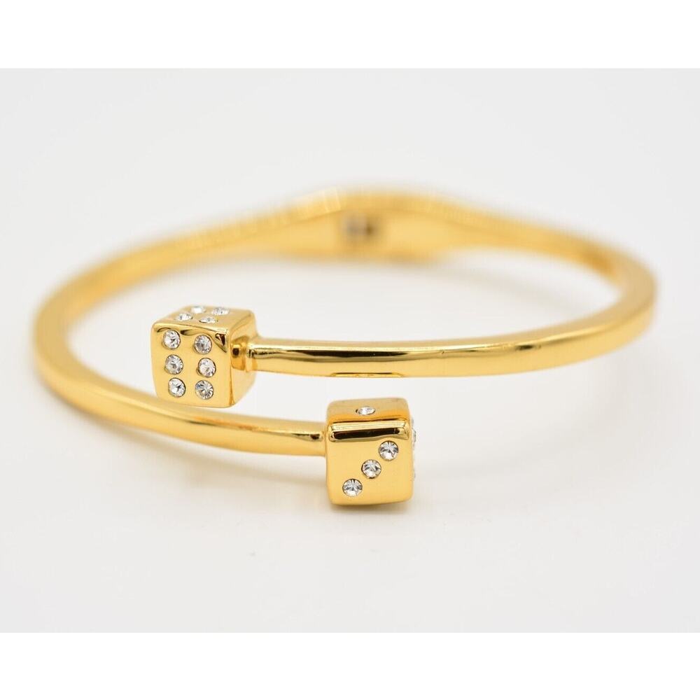 kate spade Gold Tone Cube Crystal Open Bangle Bracelet